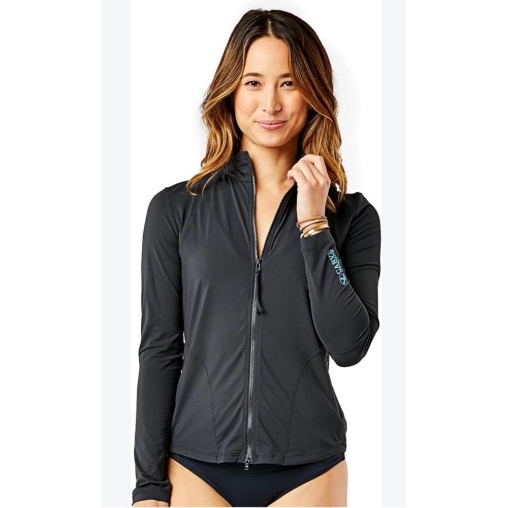 Carve Designs Lake Sunshirt Rashguard Black Women's Size Large Swim UPF 50+